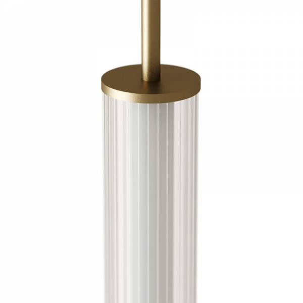 Lámpara de techo de vidrio estriado y estructura metálica. Color dorado