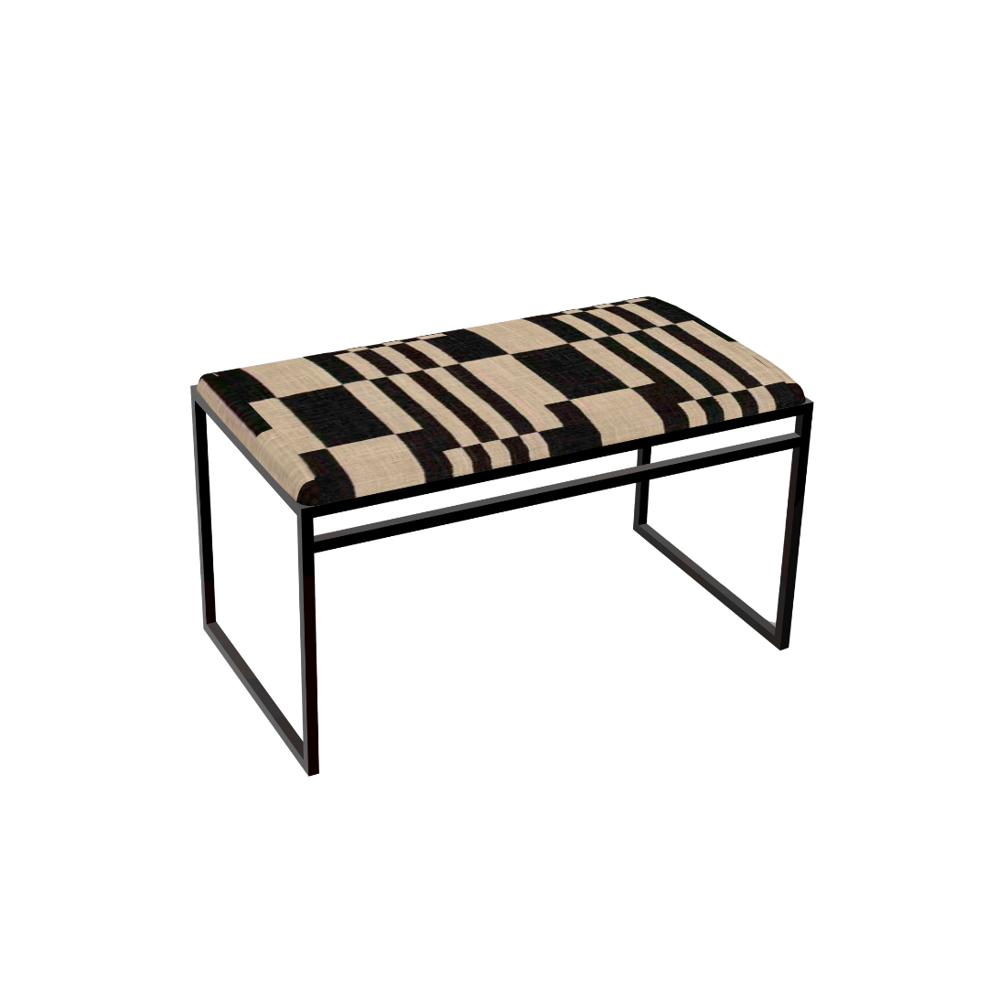 Banqueta de estructura de hierro negra tapizada