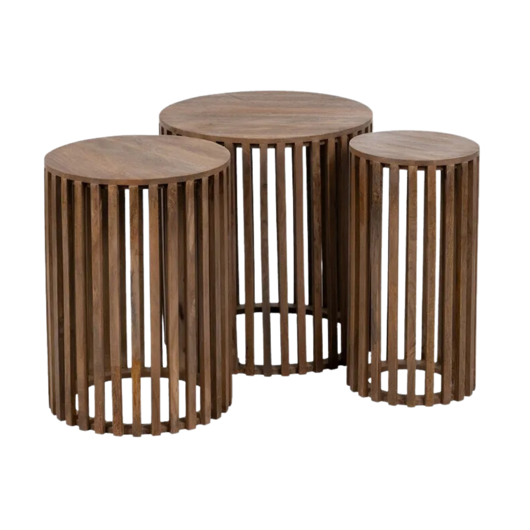 Set de 3 meses en madera de mango