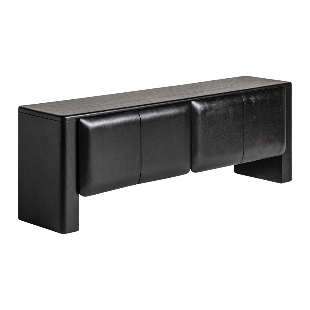 Mueble de televisión de madera de mango, color negro