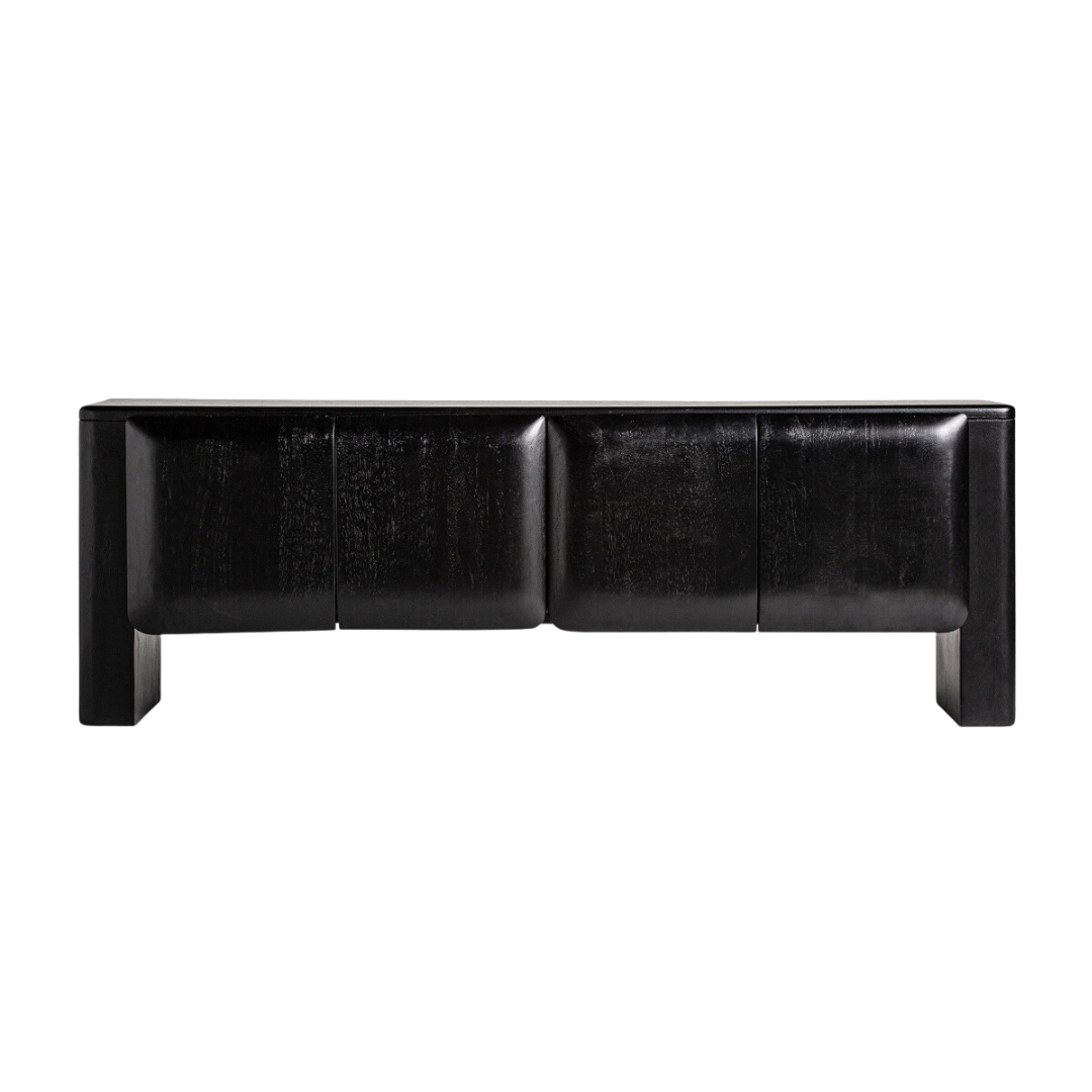 Mueble de televisión de madera de mango, color negro