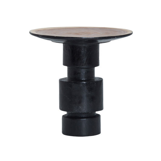 Mesa fabricada en madera tropical, en color natural y negro
