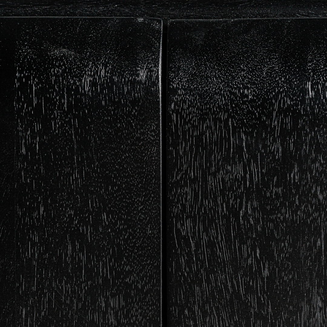  Mueble de televisión de madera de mango, color negro